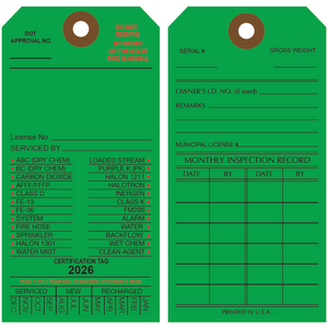 Illinois Extinguisher Tags (Green for 2026)