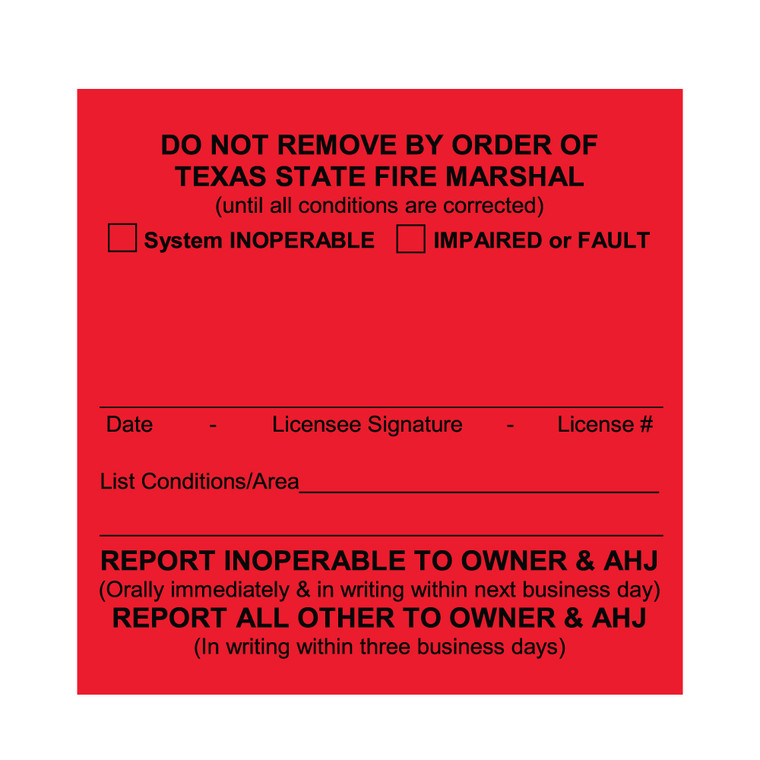 Texas Alarm System Red Impaired Record Label
