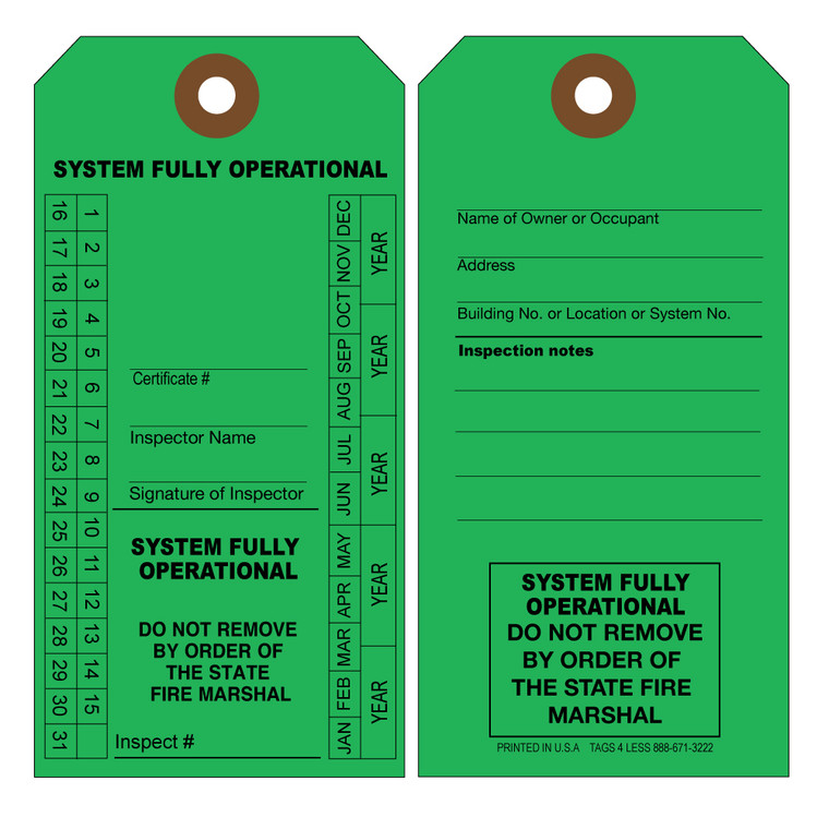 Fully Operational  Inspection tags