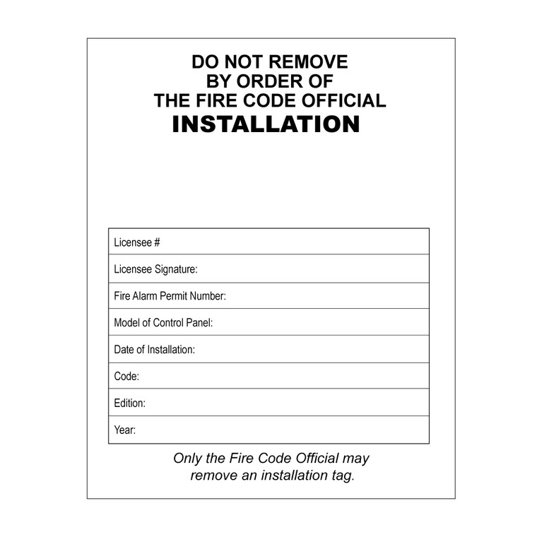 Oklahoma Alarm System Installation Record Label