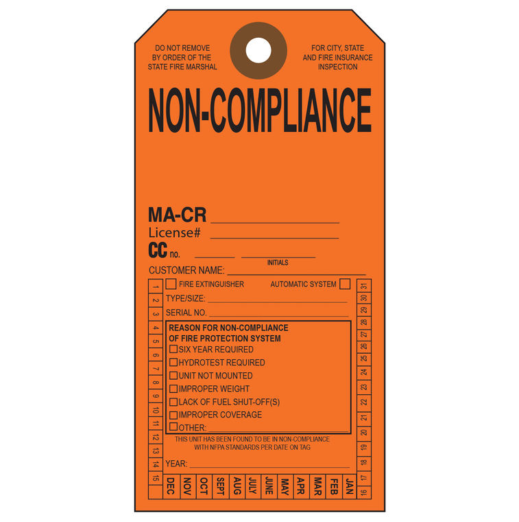 Massachusetts Non Compliance Tag