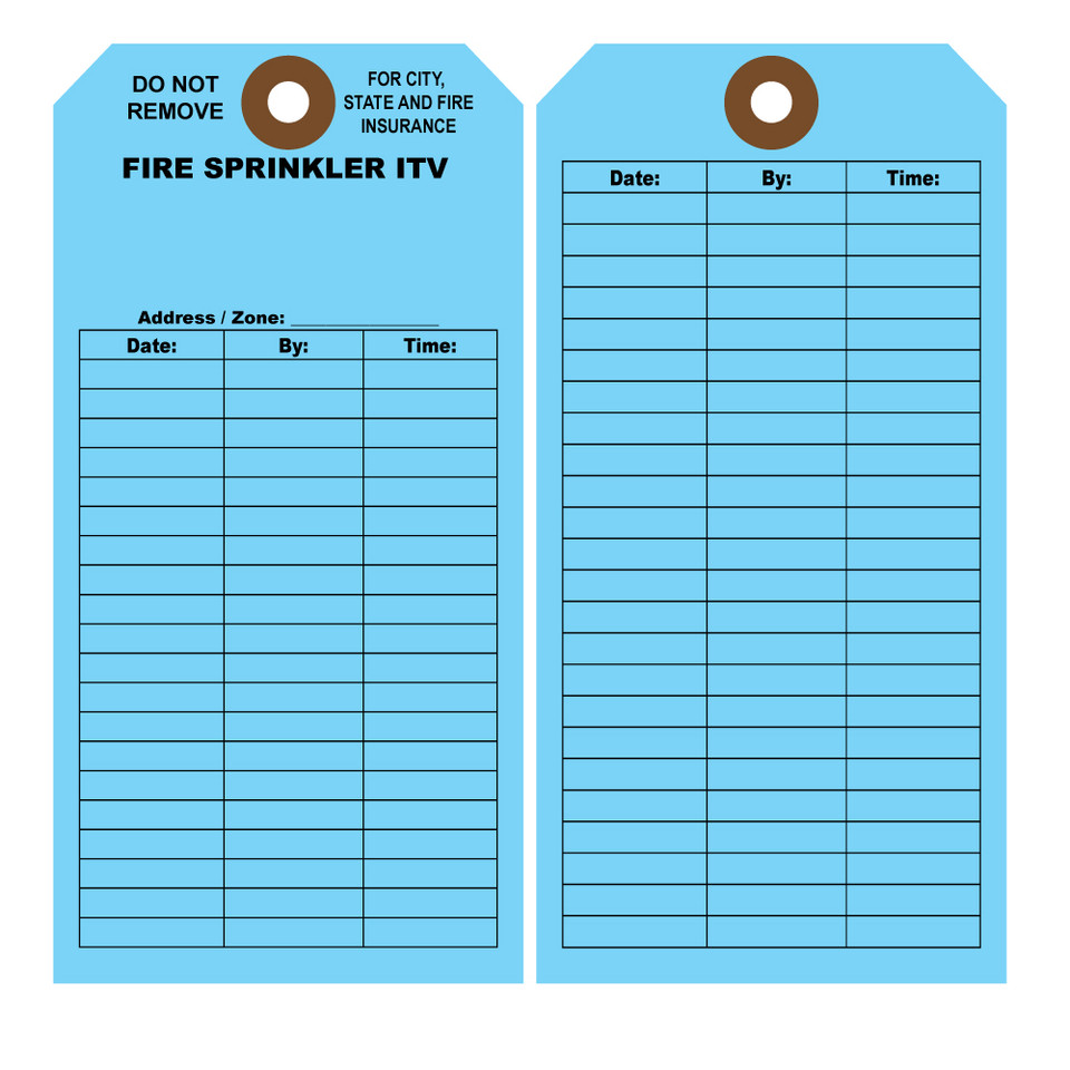 Fire Sprinkler ITV Inspection Tag