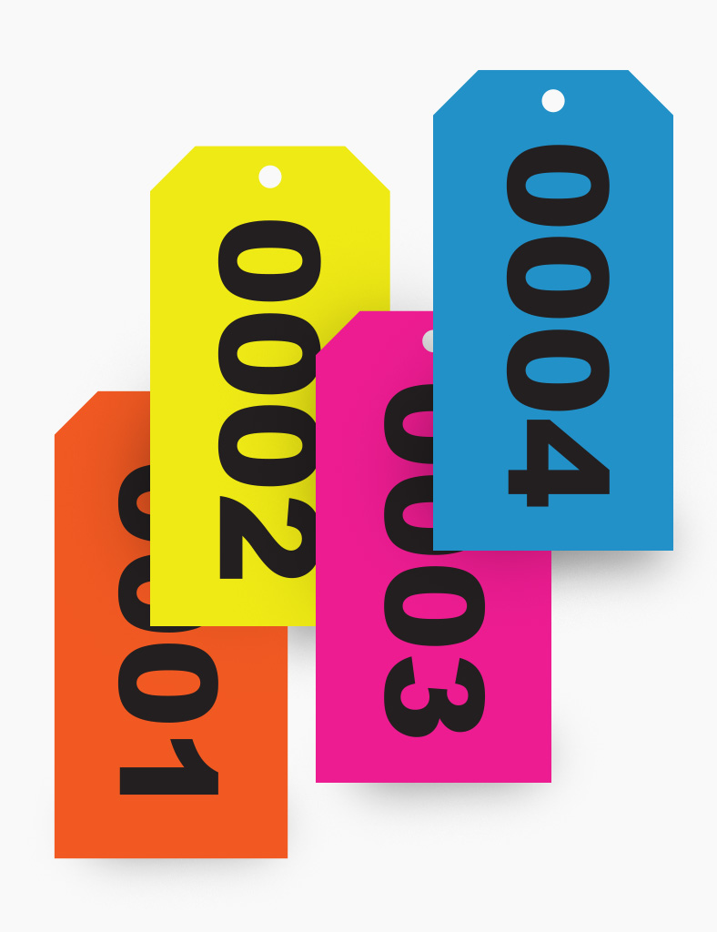 Numbered Colored Vinyl Cardboard Custom Tags