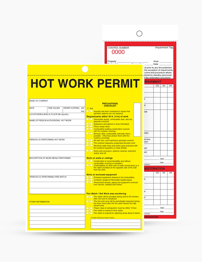 Hot Work Permit Safety Tags