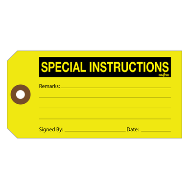 special instructions production inventory tags