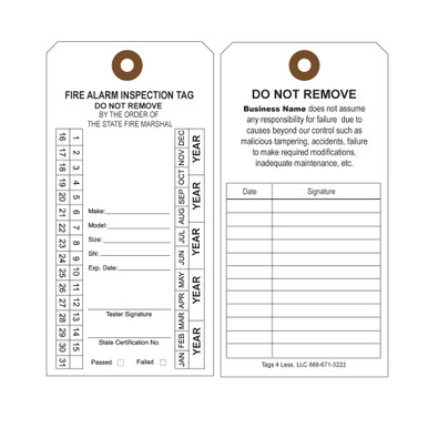 alarm system cardboard inspection tags