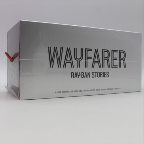 RAY BAN Stories Wayfarer SMART SUNGLASSES Shiny Black Frame, Clear Lens, RGA