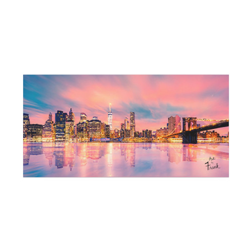 New York City Pink Sunset Skyline Matte Stretched Canvas