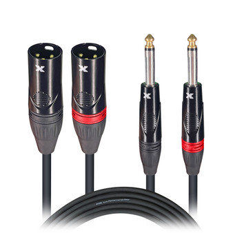 ProX dual TS to XLR unbalanced audio cable for mixer and live sound connection