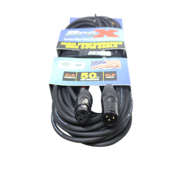 ProX XC-DMX50 DMX cable — 50 ft professional XLR3 male to XLR3 female lighting control cable for DMX512 systems.