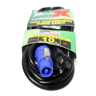 ProX XC-PWCE14-10 10 ft 14 AWG Edison to Blue Male Power Connection compatible power cable for professional audio and lighting equipment