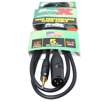 ProX XC-MXM05 3.5mm TRS to XLR male cable — unbalanced audio cable for connecting smartphones to mixers