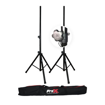 ProX T-SS18P speaker tripod stands set — heavy-duty 6-foot PA speaker stands with carrying bag