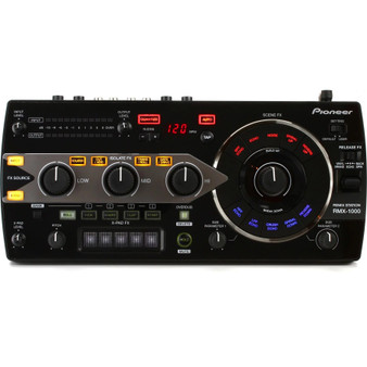Pioneer DJ RMX-1000 Remix Station Top View — performance layout with Isolate FX knobs and Release FX lever, portable remix effects station