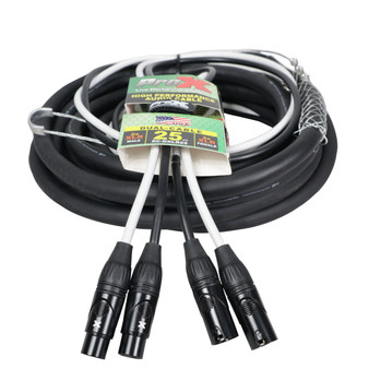 ProX XC-DXLR25 25 ft dual balanced XLR male to female audio cable.
