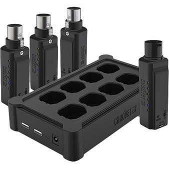 Chauvet DJ D-Fi XLR Pack Wireless DMX System – includes 1 transmitter, 3 receivers, and multi-charger for wireless DMX lighting control