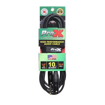 ProX XC-PXM10 10 ft 1/4 TS male to XLR3 male unbalanced audio cable