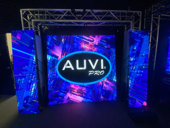 AUVI LED Video Panel 2.9 12 Pack Indoor — high-resolution 2.9mm LED video wall with 1,500 NITS brightness, 3,840 Hz refresh rate, and die-cast magnesium housing.