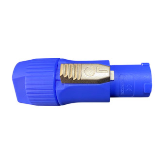PowerCON NAC3FCA blue power in cable connector — locking 20A 250V AC connector for professional audio and lighting equipment