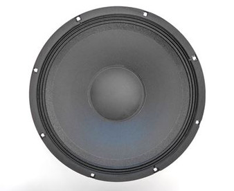 QSC 18" Replacement Woofer XD-000110-01 — genuine OEM low-frequency speaker driver with 4-inch voice coil, ferrite magnet, and 8-ohm impedance for professional audio systems.