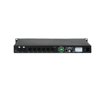 DAS INTEGRAL-M26X 1U rack-mount digital signal processor — 2×6 DSP with OLED display, ALMA remote control, and advanced audio management features.