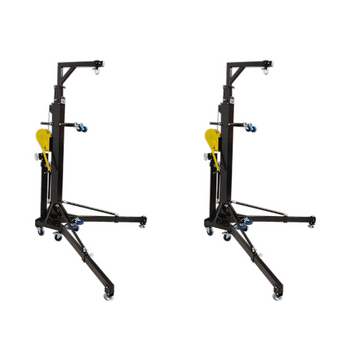 AUVI AT-06 extra heavy-duty speaker crank tower set of 2 with outriggers and line array bracket, 20 ft height, 500 lb capacity