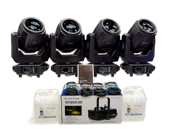 AUVI Aura 14RX Beam Multicolor LED Ring(4) Plus Fog Machine Package