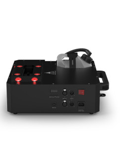 Chauvet DJ Geyser Move — motorized fog machine with dual RGBA+UV LED zones, wireless DMX control, dynamic fog bursts without fire or CO₂, ideal for stage and DJ shows.