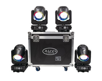 AUVI Moving Head Mini 14R 295W with LED Ring – Set of 4 with Road Case AUVI Moving Head Mini 14R 295W with LED Ring – Set of 4 with Road Case