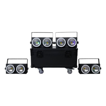 Set of 4 AUVI Lights Aura COB 2 EYE Blinder with LED Rings with Road Case