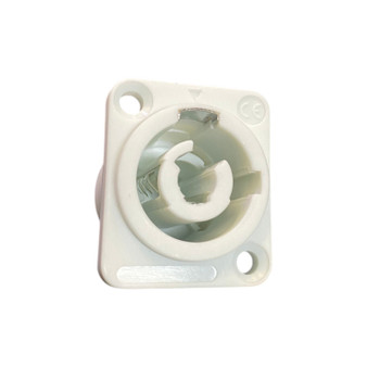 NAC3MBA-1 white PowerCON chassis connector — locking 20A 250V AC panel mount power input connector