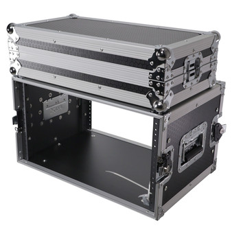 ProX X-6UE 6U Flight Case — durable 14-inch deep ATA-style rackmount case for audio gear, dual rack rails, black laminated plywood construction.