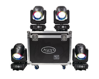 AUVI Mini 14RX Super Pack with four moving head beam fixtures and road case