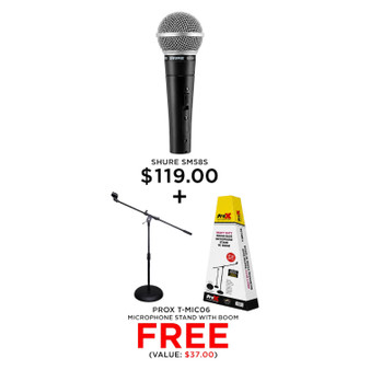 Shure SM58S Cardioid Dynamic Vocal Microphone with On/Off Switch and FREE ProX Mic Stand
