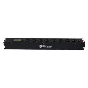 AUVI StagePower 8 Digital AVP-SP8D-20A power distribution bar with eight grounded AC outlets and digital voltage and amperage display.