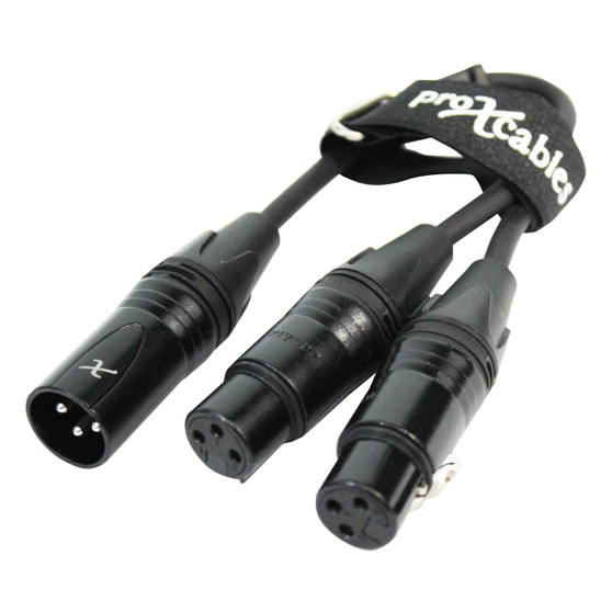 ProX XC-YXM 6 In. Balanced XLR-M to Dual XLR-F High Performance Audio Y Cable