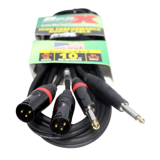 XC-DPXM10 10 Ft. Unbalanced Dual 1/4" TS-M to Dual XLR-M High Performance Audio Cable