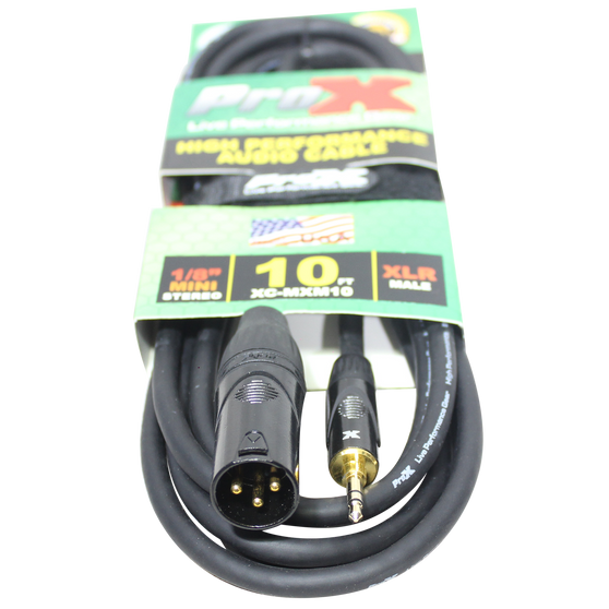 ProX XC-MXM10 10 Ft. Unbalanced 1/8" (3.5mm) TRS-M Mini to XLR3-M High Performance Audio Cable