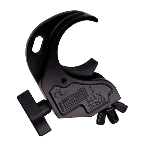 ProX T-C16H-BLK Aluminum Hook Style M10 Clamp with Big Wing Knob for 2" Truss Tube Capacity 45 Lbs. Black Finish