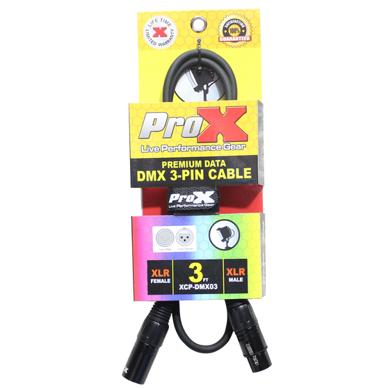 3 Ft. ProX XCP-DMX03 Premium DMX Cable – XLR3-M to XLR3-F 3 Ft. ProX XCP-DMX03 Premium DMX Cable – XLR3-M to XLR3-F