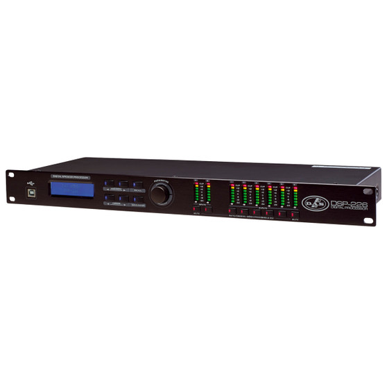 DAS Audio DSP-226 Speaker Processor — 2-input 6-output digital loudspeaker management system with crossover, EQ, delay, and limiting for professional PA and installed sound applications.
