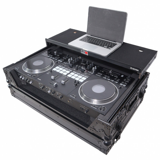 ProX XS-DDJREV7WLTBL ATA flight case for Pioneer DDJ-REV7 with sliding laptop shelf and RGB LED.