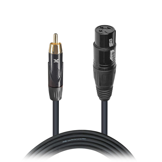 ProX XC-RXF05 RCA to XLR female cable — professional audio cable with oxygen-free copper conductors, close-up view