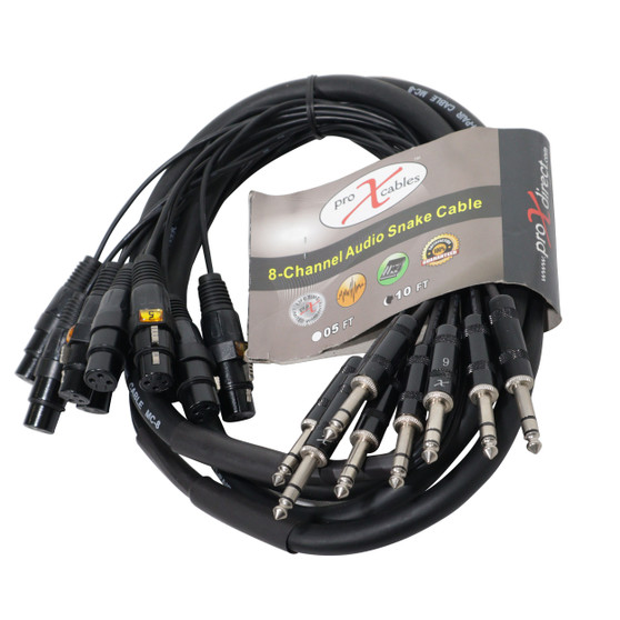 ProX XC-8SXF10 10' Ft High Performance 8-Channel Snake Cable XLR-F to 1/4" TRS Balanced Audio Cable