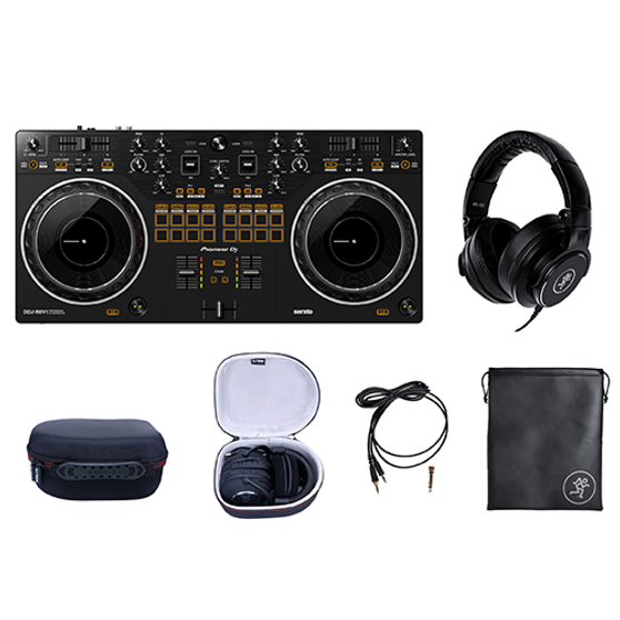 Pioneer DJ DDJ-REV1 Controller with Mackie MC-150 Professional Headphones with FREE LTGem Headphone Case