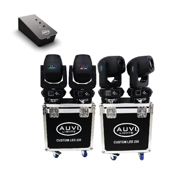 Set of four AUVI Custom Spot LED 230W with two cases and an ADJ myDMX 5 Express