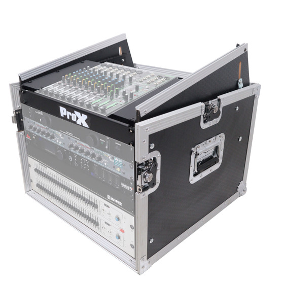ProX T-6MRSS MK2 combo rack flight case with 6U front rack and 10U mixer top