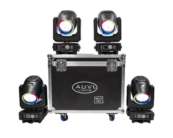 AUVI Mini 14RX Super Pack with four moving head beam fixtures and road case