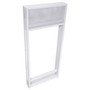 Professional white DJ workstation with black and white fabric scrims.