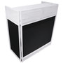 ProX XF-VISTA WH white folding DJ booth with interchangeable scrims.